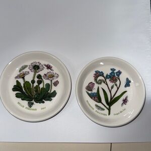 Portmeirion Botanic Garden Floral Ceramic Trinket Dishes Saucer Coaster Set of 2